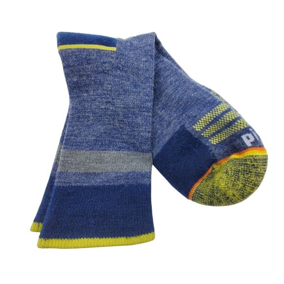 Blue Merino Wool Socks Mens 6-8.5 Medium Stripe Pistil Outdoor Ryder Crew - Picture 4 of 4